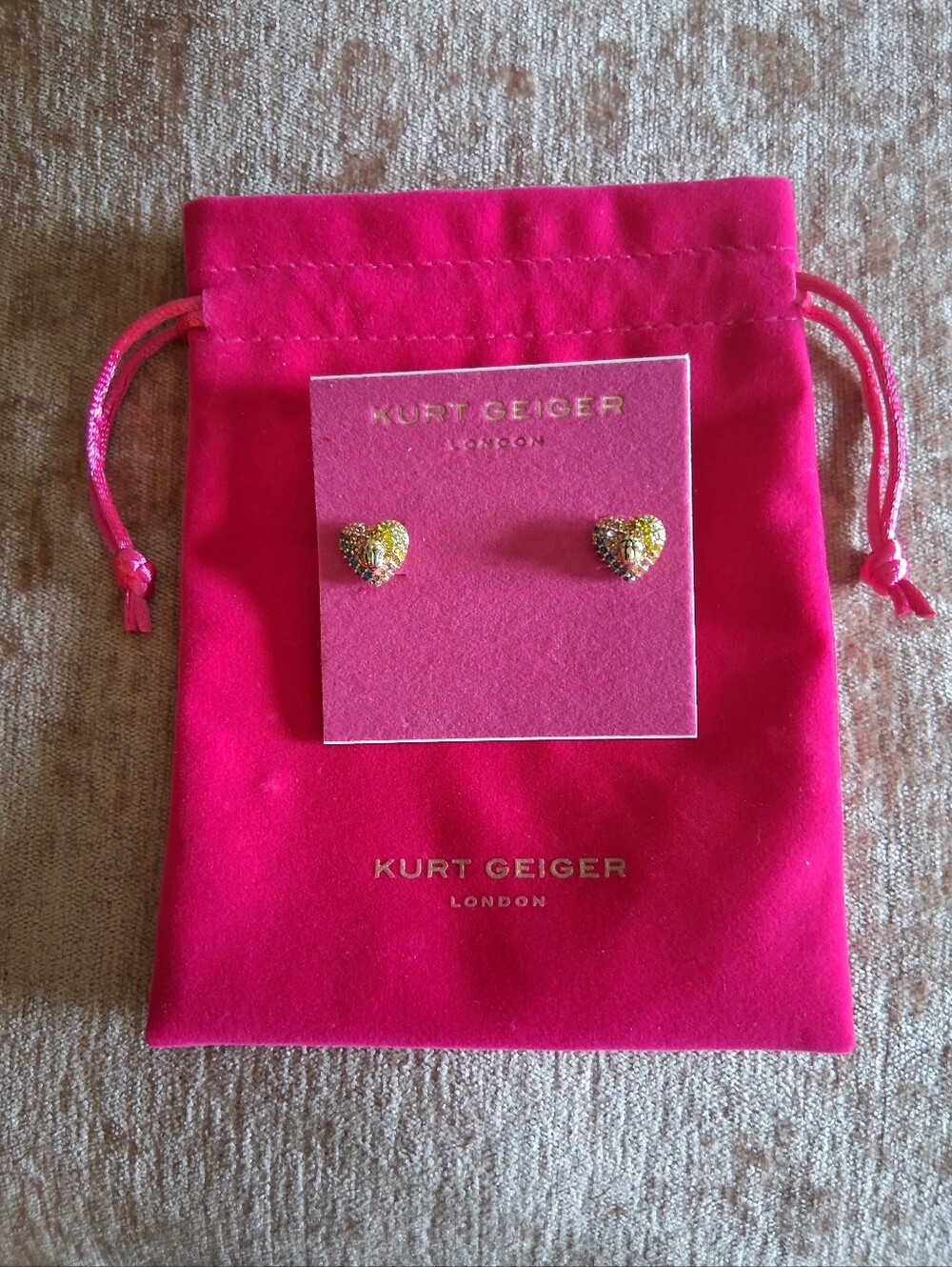 Kurt Geiger Heart Stud Earrings - Picture 2 of 5